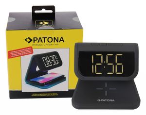 Alarm clock with LCD display wireless charging function and UV disinfection black