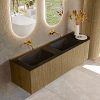 Badmeubel Mondiaz Kurve | 155 cm | Meubelkleur Dusk | Wastafelkleur Urban | Solid surface | Dubbel / Links spoelbak | Zonder kraangat(en)