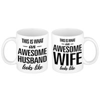 Awesome husband and wife cadeau mok / beker wit - thumbnail