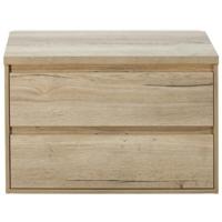 Porto Badmeubelset 90 cm - Natuur Eiken - Wastafelbovenblad Natuur Eiken