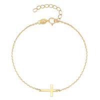 Elenza Goudkleurige 925 Sterling Zilveren Armband met Fijn Kruis