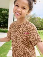 Bedrukt meisjesshirt met korte mouwen beige