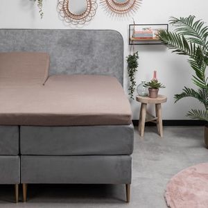 Fresh & Co Hoeslaken Flanel - Splittopper Kleur: Taupe, 180 x 210/220 Dekbedovertrek