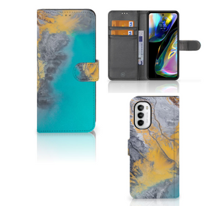 Motorola Moto G52 | Moto G82 Bookcase Marble Blue Gold