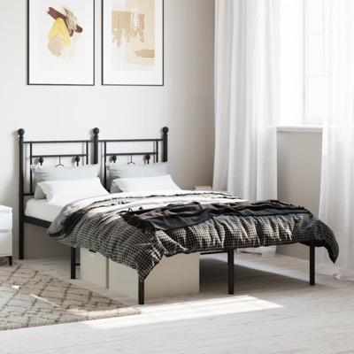 Bedframe met hoofdbord metaal zwart 120x200 cm