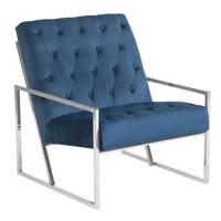 Beliani - HARSTAD - Fauteuil - Donkerblauw - Fluweel - thumbnail