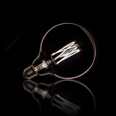 Kooldraadlamp 'Bol XL' Ø12cm E27 LED 6W, kleur Smoke Grey, dimbaar Kooldraadlamp 'Bol XL' Ø12cm E27 LED 6W, kleur Smoke Grey, dimbaar