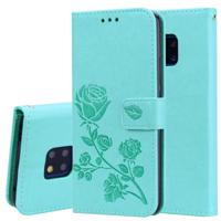 Rose reliëf horizontale Flip PU lederen draagtas voor Huawei Mate 20 Pro met houder & kaartsleuven & portemonnee (groen)