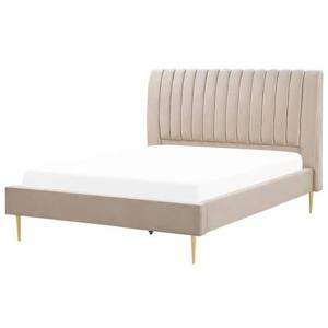 Beliani - MARVILLE - Tweepersoonsbed - Beige - 160 x 200 cm - Fluweel