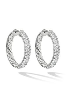 David Yurman créoles DY Mercer en argent sterling pavées de diamants (25,4 mm)