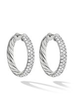 David Yurman créoles DY Mercer en argent sterling pavées de diamants (25,4 mm) - thumbnail