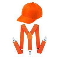 Koningsdag/sport verkleed set compleet - baseballcap en bretels - oranje - heren/dames - thumbnail