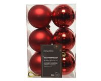 12 onbreekbare kerstballen kerstrood 6 cm