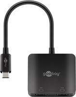 Goobay 60173 video kabel adapter 0,12 m USB Type-C 2 x HDMI Zwart - thumbnail
