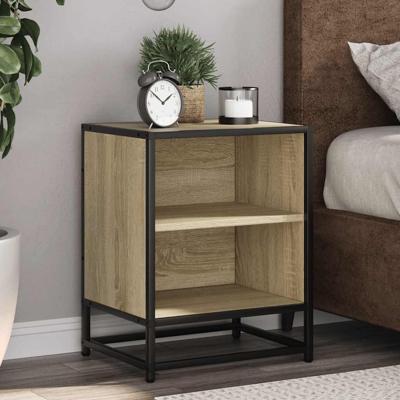 Nachtkastje 40x31x50 cm bewerkt hout en metaal sonoma eiken