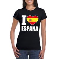 I love Spanje - supporters fan t-shirt - zwart - voor dames - Spain