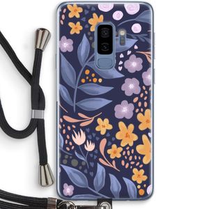 Flowers with blue leaves: Samsung Galaxy S9 Plus Transparant Hoesje met koord