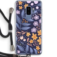 Flowers with blue leaves: Samsung Galaxy S9 Plus Transparant Hoesje met koord