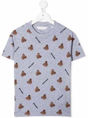 Palm Angels Kids t-shirt à motif ourson - Gris