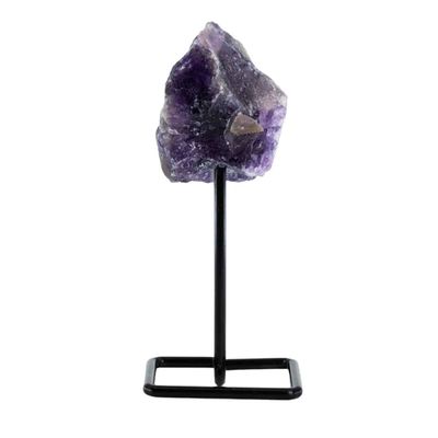 Ruwe Edelsteen Amethist op Metalen Standaard voor Spiritualiteit (12
