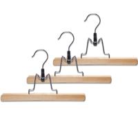 Kledinghangers - 12x stuks - 25 cm - hout/metaal - broekhangers/rokhangers