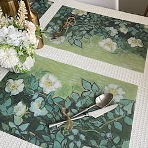 van gogh schilderij placemats geweven placemat vinyl wasbaar hittebestendig vlekbestendig matten pvc placemats voor tafel eetkamer kantoor keuken hotel home decor Lightinthebox