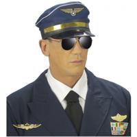 Piloten verkleed set - wings broche speldje - pilotenpet - blauw - heren/dames - carnaval - thumbnail