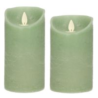 Set van 2x stuks Jade Groen Led kaarsen met bewegende vlam