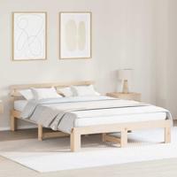 Bedframe met hoofdeinde Bruin 150 x 200 cm Massief grenenhout