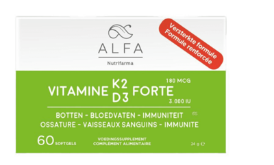 Alfa Immuunsysteem Vitamine K2 & D3 Forte Versterkte Formule 60Capsules
