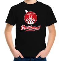 Kersttrui t-shirt - voor kinderen - Rendier bal - Merry Christmas - zwart