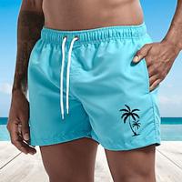 Voor heren Boardshorts Zwemshorts Lange zwembroeken Trekkoord met Mesh-voering Elastische taille Kokosnootboom Comfort Sneldrogend Korte Feestdagen Strand Weekend Modieus Casual Zwart Wit Lightinthebox - thumbnail