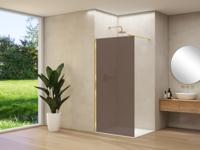 Inloopdouche Van Rijn Products ST01 120x200 cm 8 mm Brons Rookglas Incl. Beslag met Muurprofiel en Stabilisatiestang Geborsteld Messing