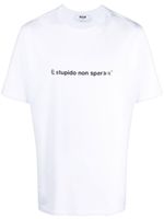 MSGM t-shirt en coton à slogan imprimé - Blanc