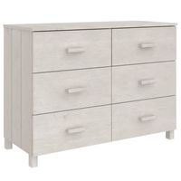 The Living Store HAMAR Dressoir - 113 x 40 x 80 cm - 6 lades - wit - Massief grenenhout - thumbnail