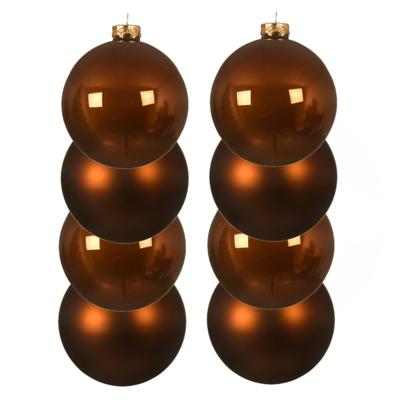 Decoris kerstballen - 8x st - kaneel bruin - D10 cm - glas - kerstversiering Decoris kerstballen - 8x st - kaneel bruin - D10 cm - glas - kerstversiering
