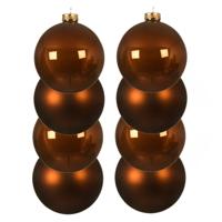 Decoris kerstballen - 8x st - kaneel bruin - D10 cm - glas - kerstversiering