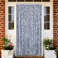 VidaXL Vliegengordijn 100x220 cm chenille blauw, wit en zilver