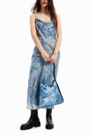 Grote tas met denim patch - BLUE - U