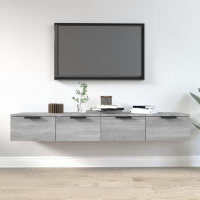 Wandkasten 2 st 68x30x20 cm bewerkt hout grijs sonoma eiken