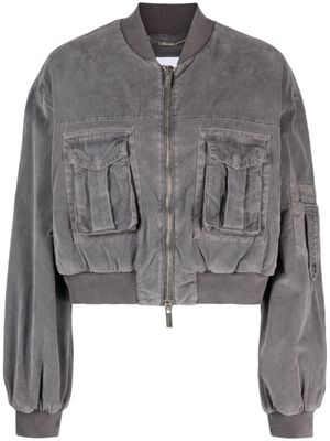 Blumarine veste bomber en velours à manches amples - Gris