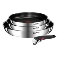 TEFAL INGENIO Set van 4 stuks, 22/24/28 cm koekenpannen + afneembare handgreep, Roestvrij staal, Emotion L897S404