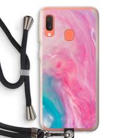 Roze explosie: Samsung Galaxy A20e Transparant Hoesje met koord