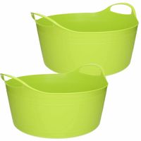 Flexibele emmer - 2x - groen - 15 liter - kunststof - 39 x 17 cm - Wasmanden