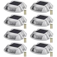 VEVOR opritverlichting, zonne-opritverlichting met schroef, zonne-dekverlichting buiten waterdichte dockverlichting, 6 LED's voor padwaarschuwing, tuin, loopbrug, loopbrug (wit, 8-pack)