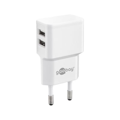 Goobay USB-A adapter - USB-A oplader - CEE 7/16 - USB-A adapter - 2 poorts - 2400mA - 12W - wit