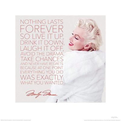 Kunstdruk Marilyn Monroe - Nothing Lasts Forever 40x40cm