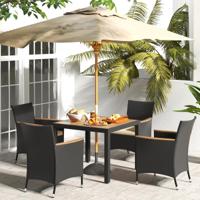 5 TLG. Rotan Tuinset Zitgroep voor 4 Personen Tuintafel met Tafelblad & 4 Stoelen