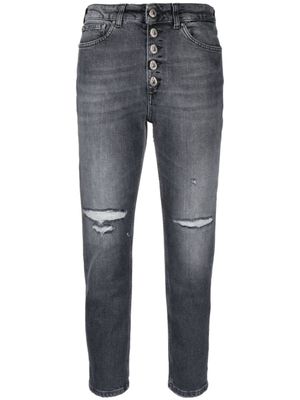 DONDUP jean taille-haute à effet usé - Noir