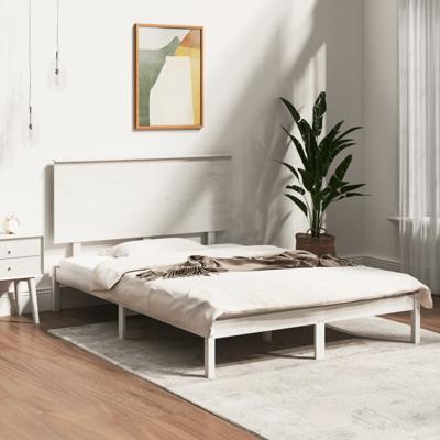 Bedframe zonder matras massief grenenhout wit 140x200 cm